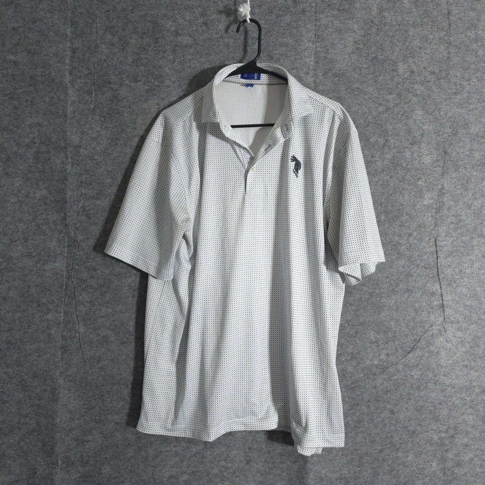 Stitch 1896 Polo Shirt Mens Large White Blue Geometric Golf Casual Performances